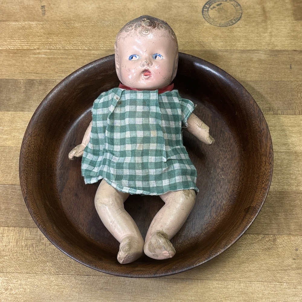 Antique 1930s Composition Baby Doll Distressed Creepy Horror Halloween Decor